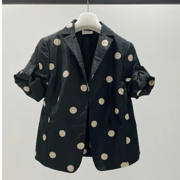 Akris Punto Satin-Style Dot Jacket – Black & Cashew